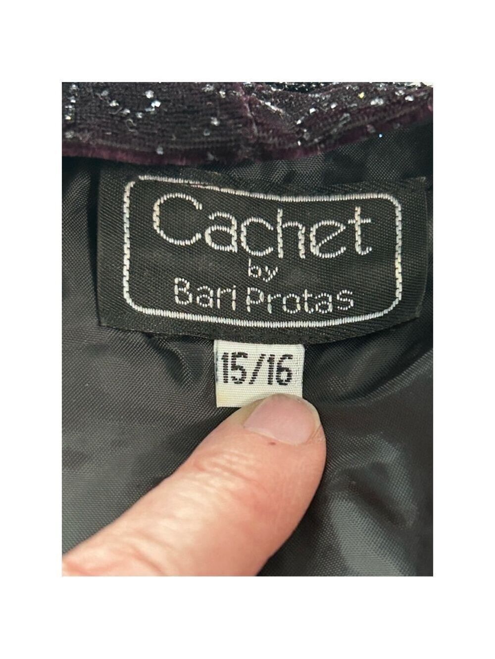 Vintage Cachet Bari Protas Black Velvet Embroidered Jacket Size L 15/16 - Picture 8 of 12